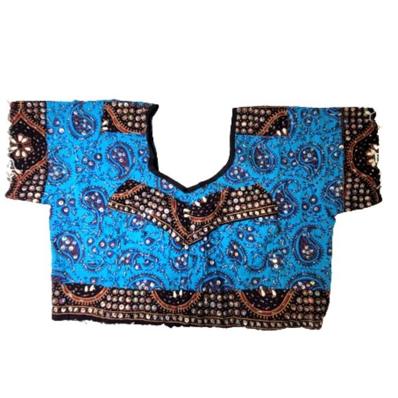 Blue Lehenga Skirt Blouse Set Indian Costume Party Indian Wedding Guest Dress - Picture 4 of 16